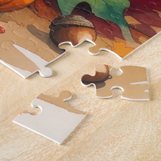 Bengalische Katze im Herbst lässt Erntedank Kunst Puzzle (Seite)