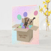 Bengalische Katze im Karton zum 100. Geburtstag Karte (Gelbe Blume)