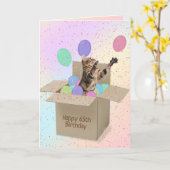 Bengalische Katze im Karton zum 65. Geburtstag Karte (Gelbe Blume)