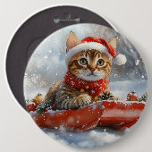 Bengalische Katze in Sledge Let it Schnee Weihnach Button (Vorne & Hinten)