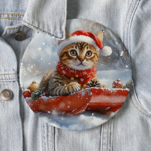 Bengalische Katze in Sledge Let it Schnee Weihnach Button (Beispiel)