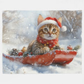 Bengalische Katze in Sledge Let it Schnee Weihnach Fleecedecke (Vorderseite (Horizontal))