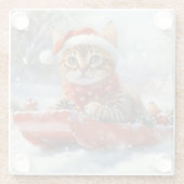Bengalische Katze in Sledge Let it Schnee Weihnach Glasuntersetzer (Rückseite)