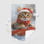 Bengalische Katze in Sledge Let it Schnee Weihnach Golfhandtuch (Insitu)