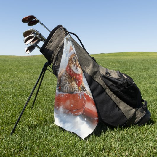 Bengalische Katze in Sledge Let it Schnee Weihnach Golfhandtuch (Gras)