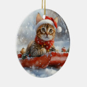 Bengalische Katze in Sledge Let it Schnee Weihnach Keramik Ornament (Rechts)