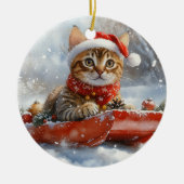 Bengalische Katze in Sledge Let it Schnee Weihnach Keramik Ornament (Vorne)