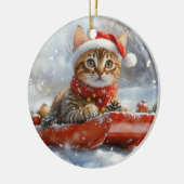 Bengalische Katze in Sledge Let it Schnee Weihnach Keramik Ornament (Links)