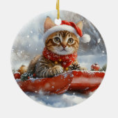 Bengalische Katze in Sledge Let it Schnee Weihnach Keramik Ornament (Hinten)