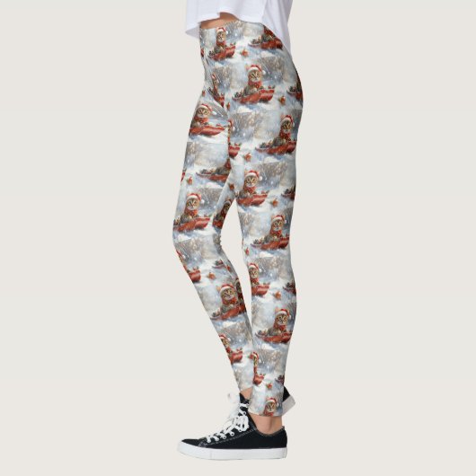 Bengalische Katze in Sledge Let it Schnee Weihnach Leggings (Links)