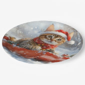 Bengalische Katze in Sledge Let it Schnee Weihnach Pappteller (Schrägansicht)