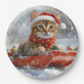 Bengalische Katze in Sledge Let it Schnee Weihnach Pappteller (Vorderseite)