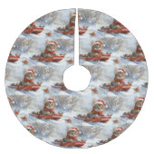 Bengalische Katze in Sledge Let it Schnee Weihnach Polyester Weihnachtsbaumdecke (Vorderseite)