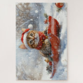 Bengalische Katze in Sledge Let it Schnee Weihnach Puzzle (Vertikal)