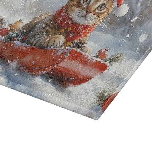 Bengalische Katze in Sledge Let it Schnee Weihnach Schneidebrett (Ecke)