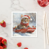 Bengalische Katze in Sledge Let it Schnee Weihnach Serviette (Beispiel)