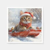 Bengalische Katze in Sledge Let it Schnee Weihnach Serviette (Vorderseite)