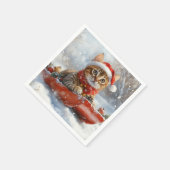 Bengalische Katze in Sledge Let it Schnee Weihnach Serviette (Ecke)