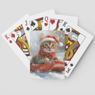 Bengalische Katze in Sledge Let it Schnee Weihnach Spielkarten