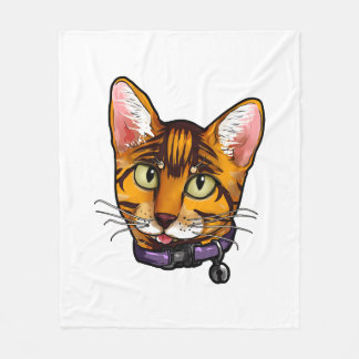 Bengalische Katze Katzen Kitty Cartoon Gesichtshäl Fleecedecke