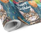 Bengalische Katze mit Balloons Geschenkpapier (Rolleneckpunkt)