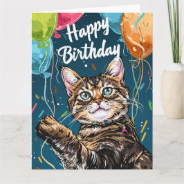 Bengalische Katze mit Balloons Karte