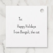 Bengalische Katze mit einem Weihnachtsbaum-Geschen Geschenkanhänger (Rückseite)