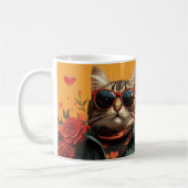 Bengalische Katze mit Herz-Rose Valentinstag Kaffeetasse (Links)