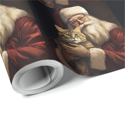 Bengalische Katze mit Weihnachtsfeiertag Geschenkpapier (Rolleneckpunkt)