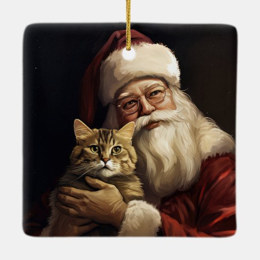 Bengalische Katze mit Weihnachtsfeiertag Keramikornament (Rückseite)