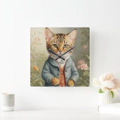Bengalische Katze Quadratische Wanduhr (Zuhause)