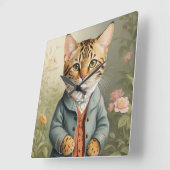 Bengalische Katze Quadratische Wanduhr (Winkel)