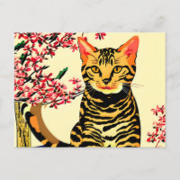 Bengalische Katze sitzt auf dem Tisch