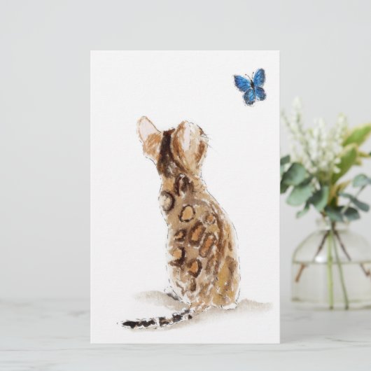 Bengalische Katze u. Schmetterling Briefpapier (Stehend Vorderseite)