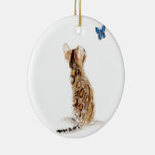Bengalische Katze u. Schmetterling Keramik Ornament (Rechts)