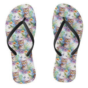 Bengalische Katze und Blume Drehte Flop Badesandalen