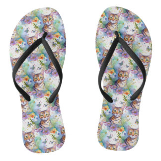 Bengalische Katze und Blume Drehte Flop Badesandalen