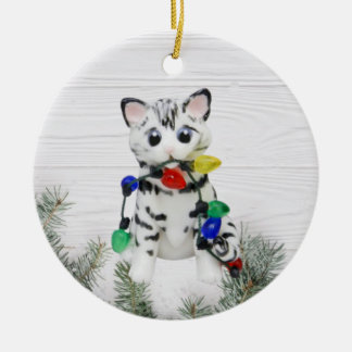 Bengalische Katze Weißgraue Ornament
