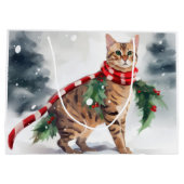 Bengalische Katze zu Schnee Weihnachten Große Geschenktüte (Rückseite)