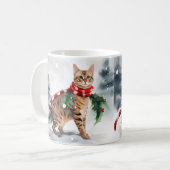 Bengalische Katze zu Schnee Weihnachten Kaffeetasse (Vorderseite Links)