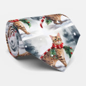 Bengalische Katze zu Schnee Weihnachten Krawatte (Gerollt)