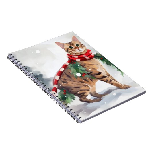 Bengalische Katze zu Schnee Weihnachten Notizblock (Rechte Seite)