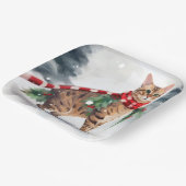 Bengalische Katze zu Schnee Weihnachten Pappteller (Gewinkelt)