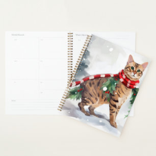 Bengalische Katze zu Schnee Weihnachten Planer