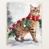 Bengalische Katze zu Schnee Weihnachten Planer (Vorderseite)