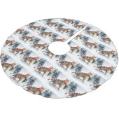 Bengalische Katze zu Schnee Weihnachten Polyester Weihnachtsbaumdecke (Schrägansicht)