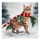 Bengalische Katze zu Schnee Weihnachten Poster (Vorderseite)