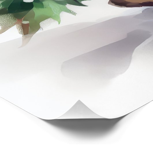 Bengalische Katze zu Schnee Weihnachten Poster (Ecke)