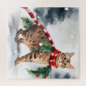 Bengalische Katze zu Schnee Weihnachten Puzzle (Horizontal)
