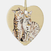 Bengalische Katzen Ochre Streifen Keramik Ornament (Rechts)